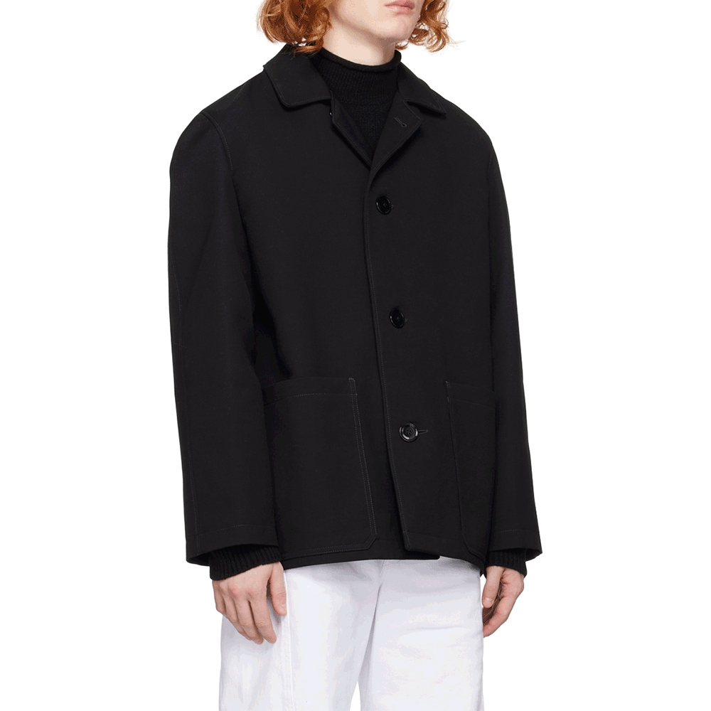 Lemaire Black Cropped Crombie Jacket Men OW319 LF801