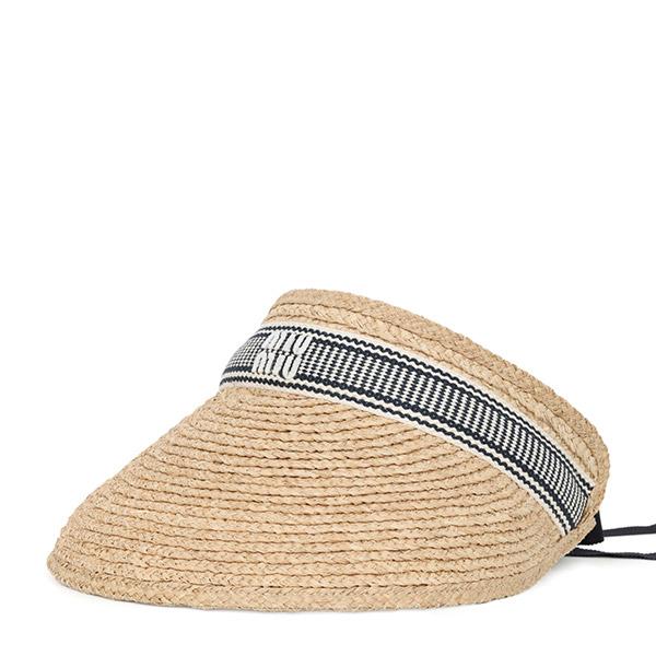 Miu Miu Natural Blue Raffia Sun Visor Hat 5HV023 2IH4 F075R