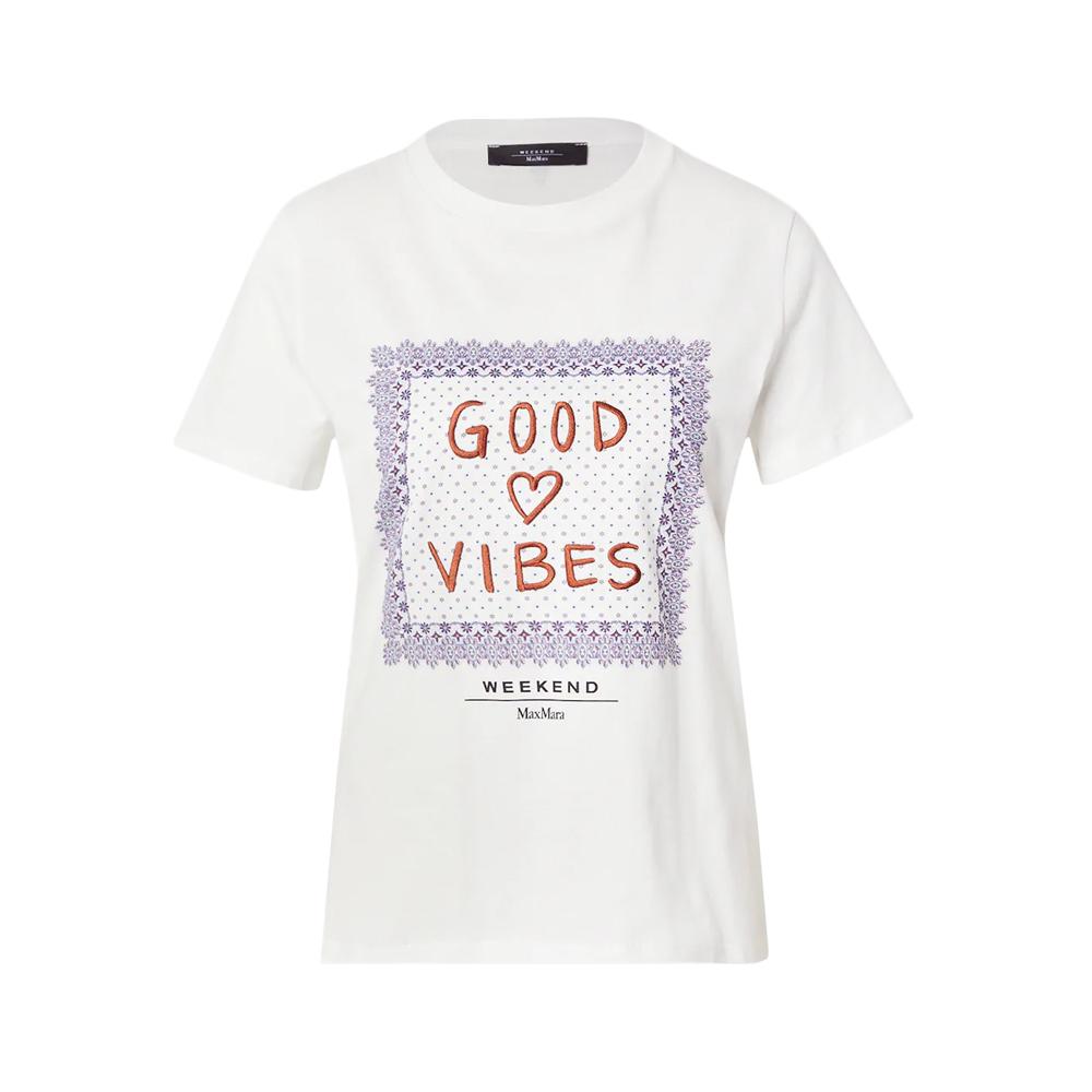 Max Mara ARA Embroidered Logo White T-Shirt 2525976041 003