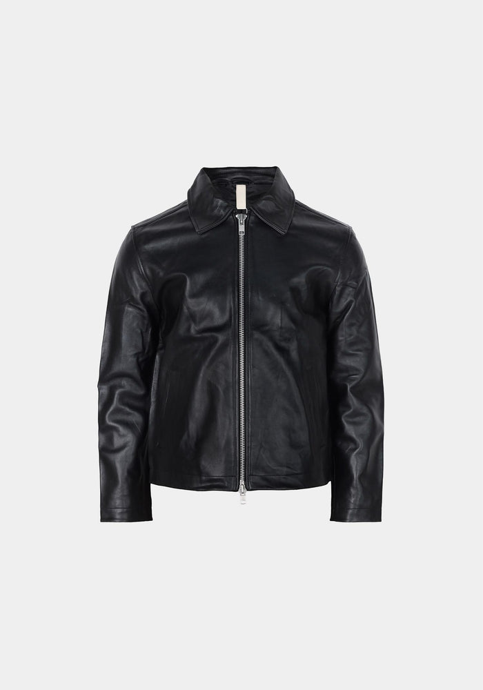SUNFLOWER Black Lambskin Classic Fit Short Jacket
