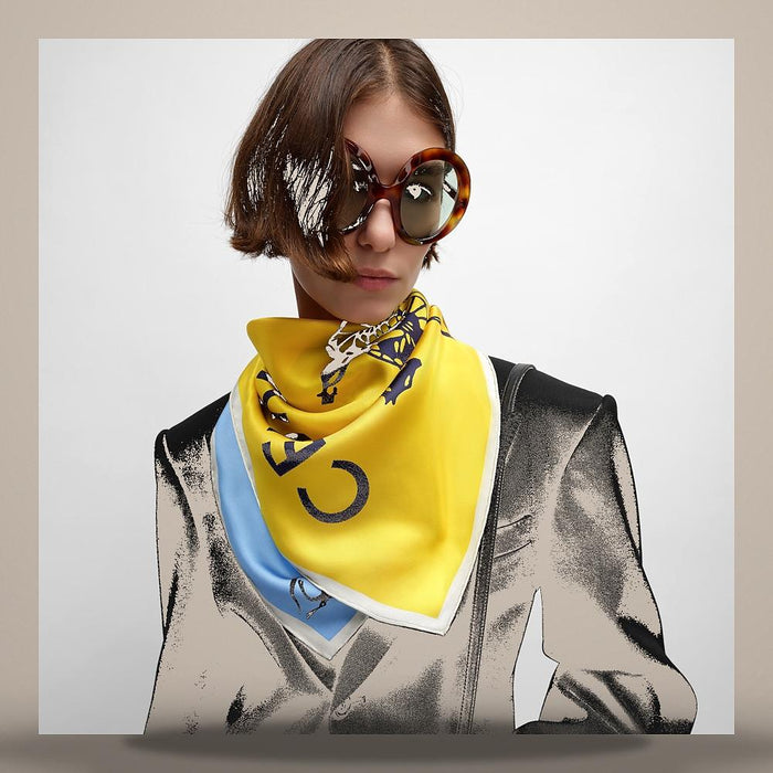 CELINE Square Silk Twill Scarf Blue Red 2AW902R92 29BR