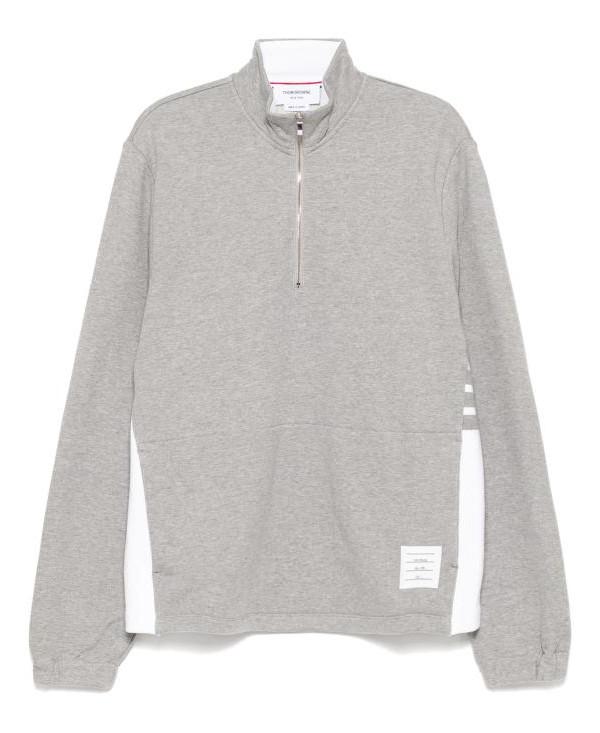 THOM BROWNE Classic 4-Bar Jersey Half-Zip Pullover Sweatshirt Gray