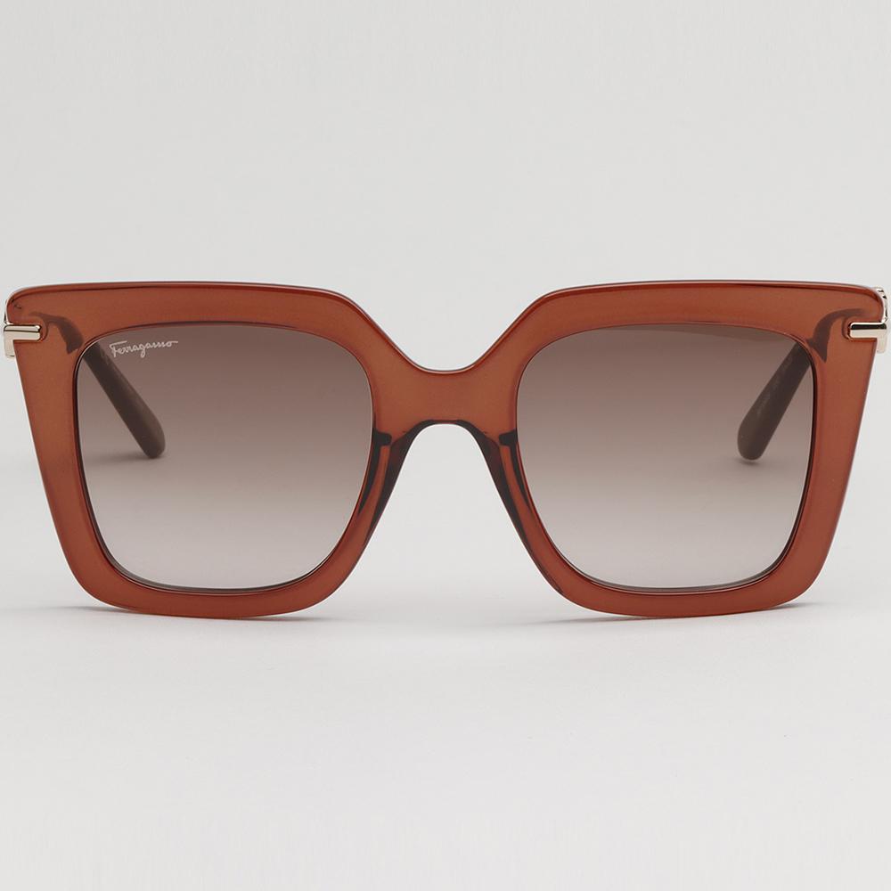Ferragamo Black Acetate Oversized Sunglasses with Gold Accents SF1041S 232