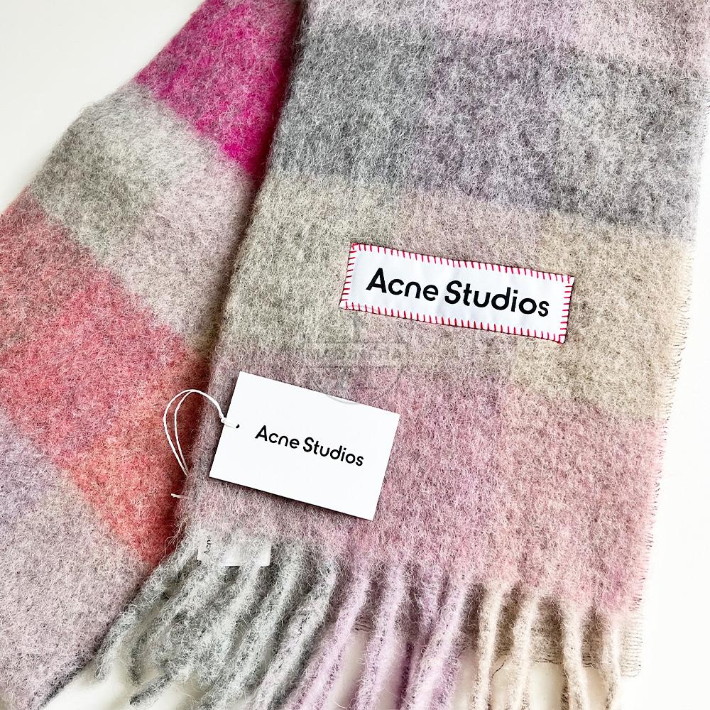 Acne Studios Check Alpaca Scarf Fuchsia CA0084