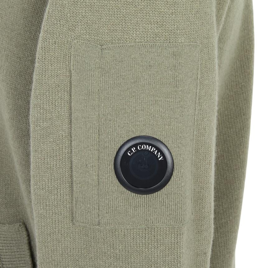 CP Company Men’s Zip-Up Knit Cardigan Green
