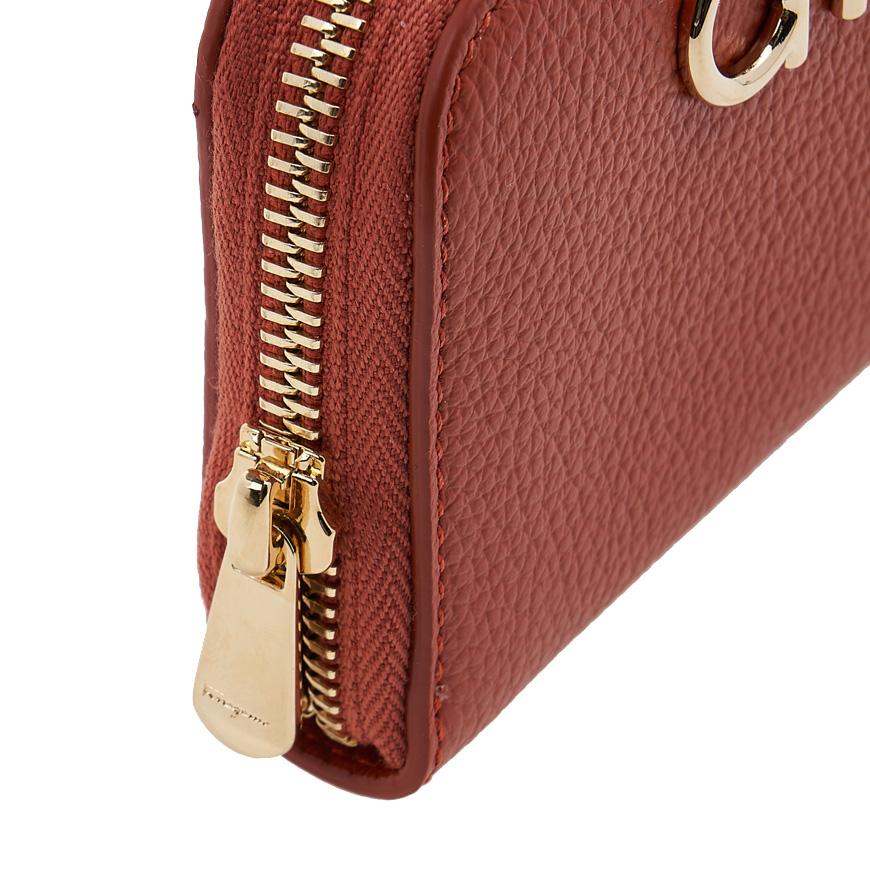 Ferragamo Gancini Leather Card Holder for Women 22 0406 TERRACOTTA 0770059