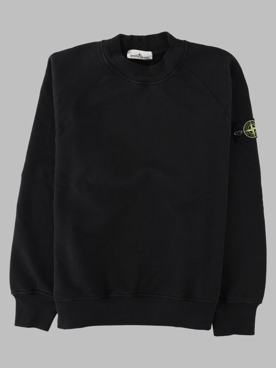 STONE ISLAND Black Cotton Logo Sweatshirt