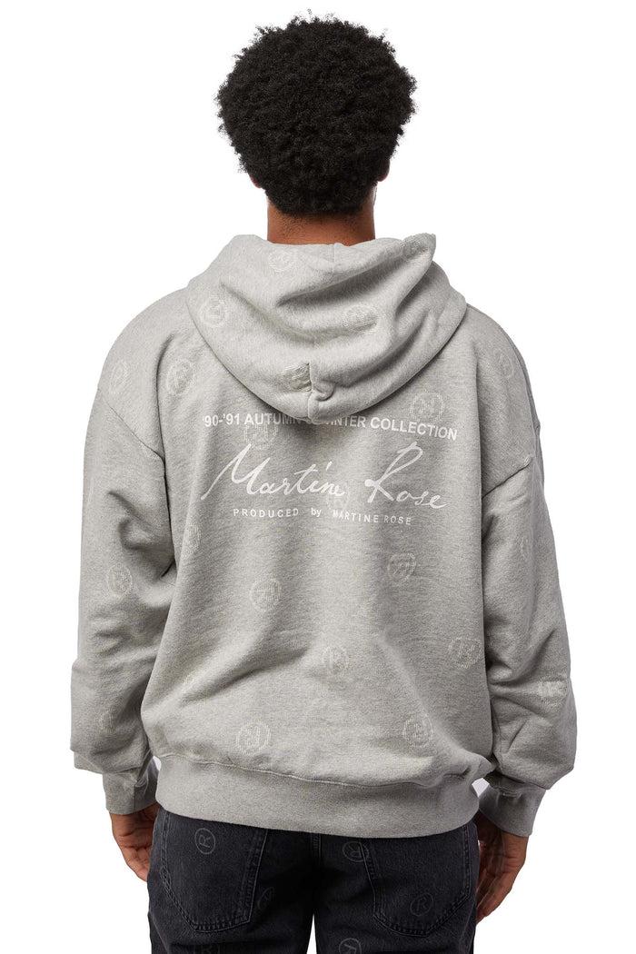 MARTINE ROSE Gray R Logo Pattern Hoodie Sweatshirt CMRSS22602FJ GREY STK