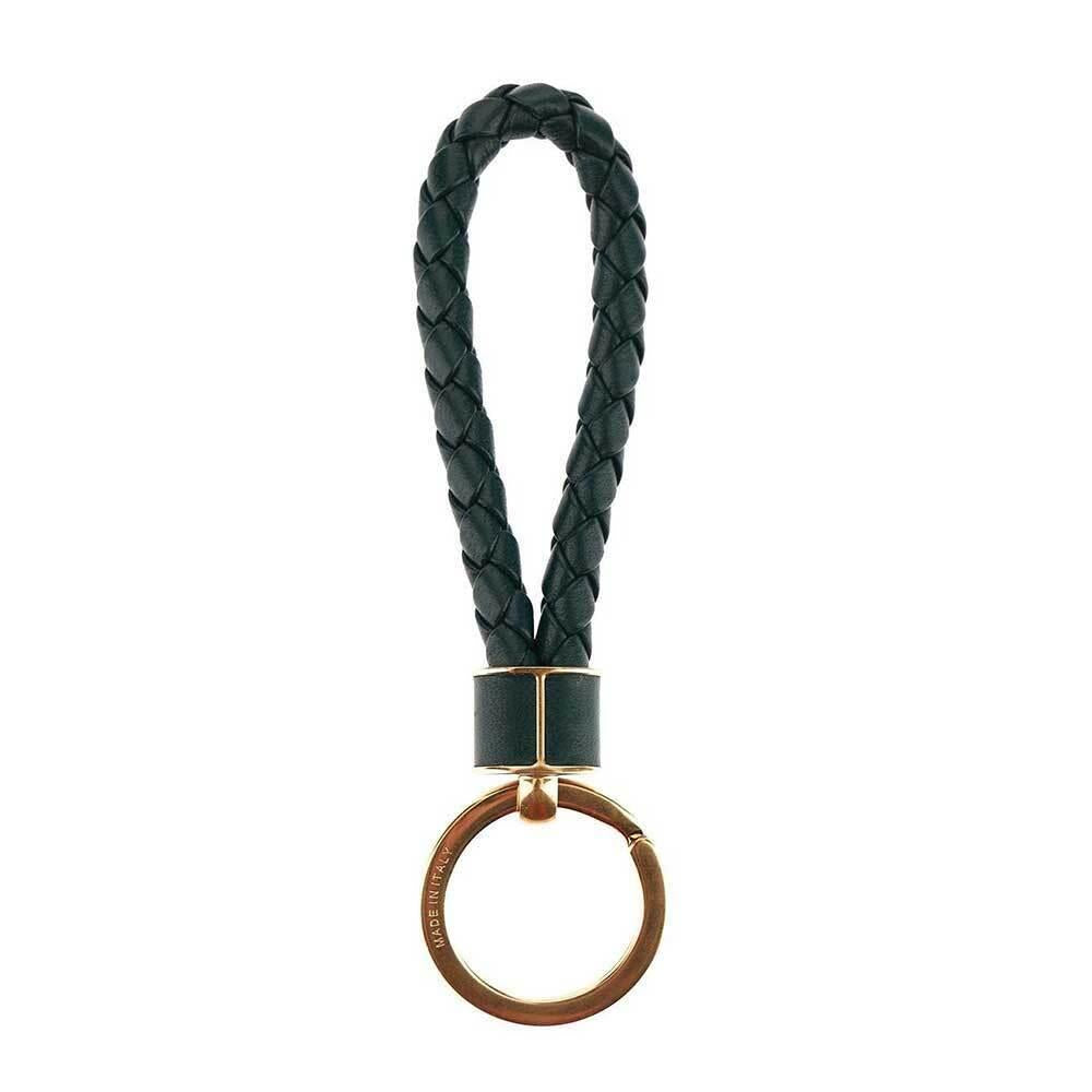 Bottega Veneta Intrecciato Leather Keyring Green Keychain