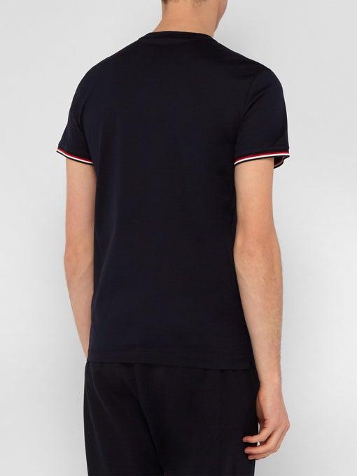 Moncler Navy White Tricolor Sleeve Short Sleeve T-Shirt Unisex