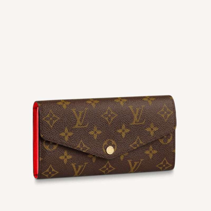 Louis Vuitton Monogram Sarah Wallet Brown Rose Long Card Wallet