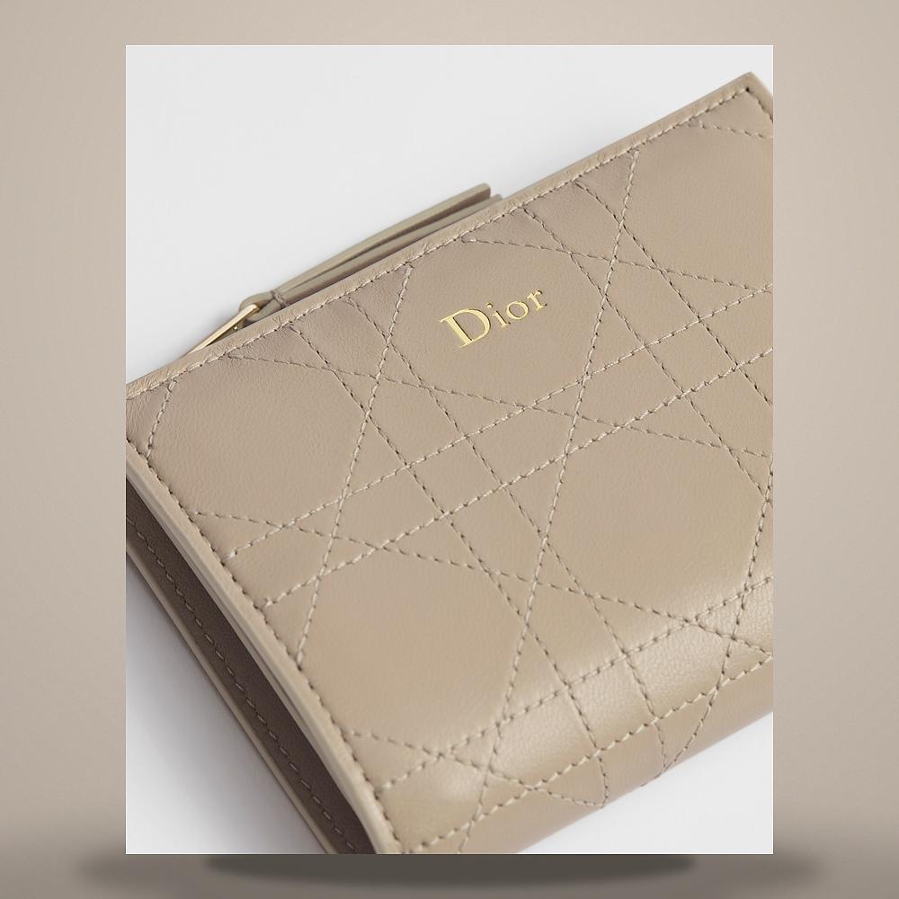 DIOR Trianon Dahlia Trench Flat Cannage Lambskin Card Holder Wallet