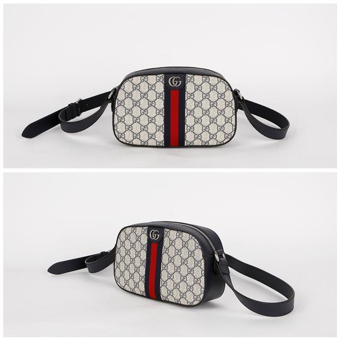 GUCCI Ophidia GG Logo Crossbody Bag Navy/Beige Canvas Leather