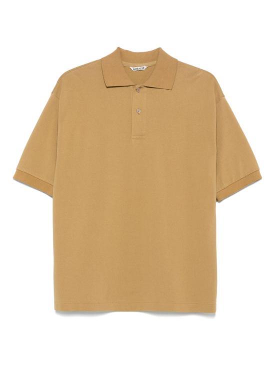 AURALEE Mens Cotton Polo Shirt A25SP01SK KHAKI BEIGE DOM