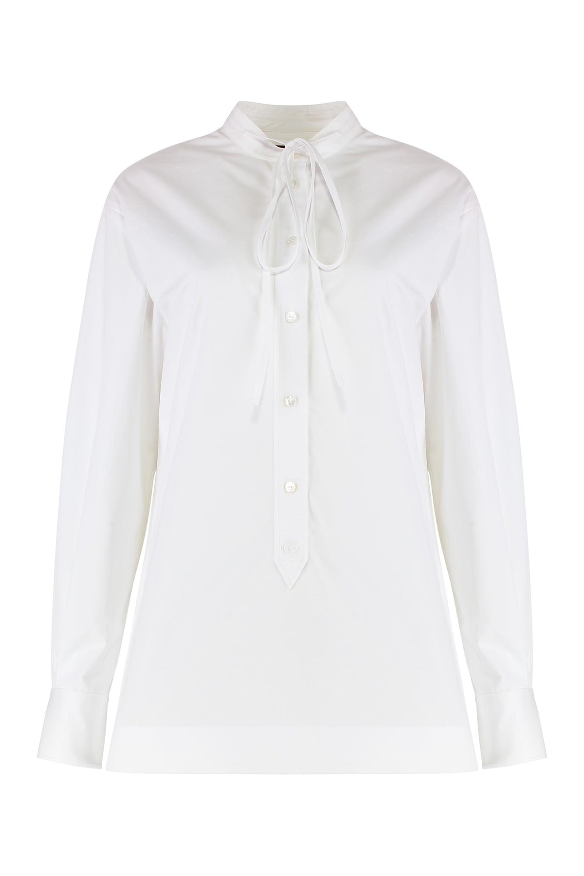 GUCCI Long Sleeve Button-Up Shirt White Cotton