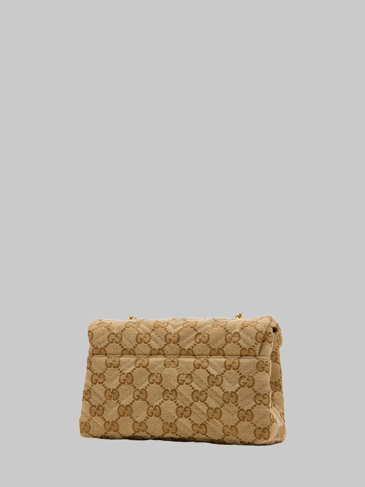 GUCCI Leather Shoulder Bag Beige Brown