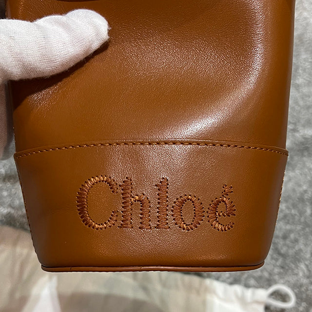 Chloe SENSE Bucket Crossbody Bag Beige Canvas Leather Trim
