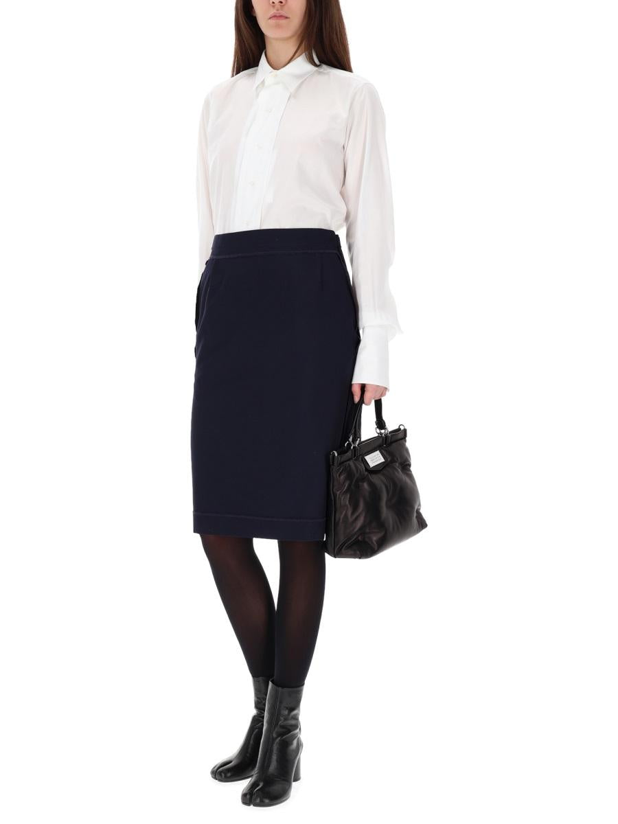 Maison Margiela Black Wool-Blend Midi Skirt