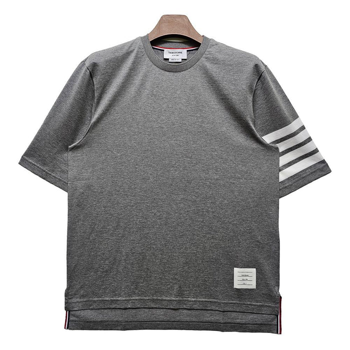 THOM BROWNE Grey Diagonal Stripe Jersey Short Sleeve T-Shirt