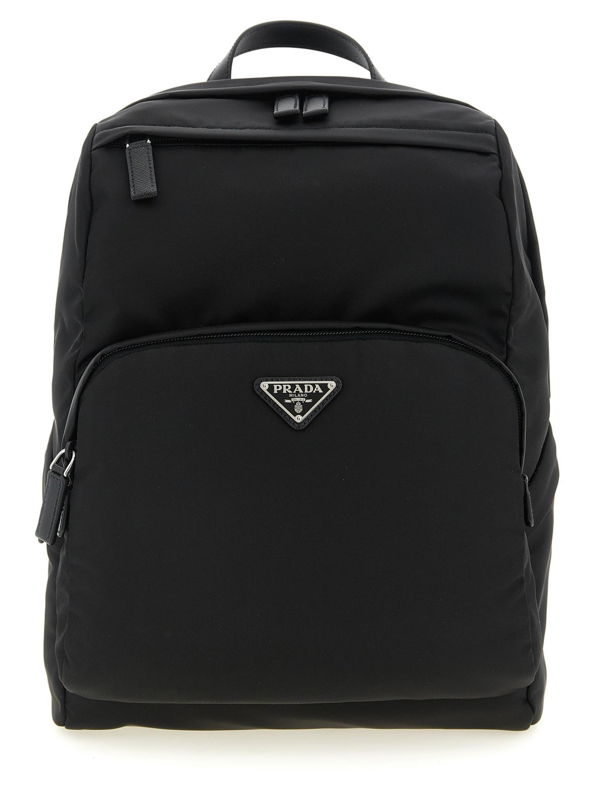 PRADA Black Nylon Leather Trim Backpack