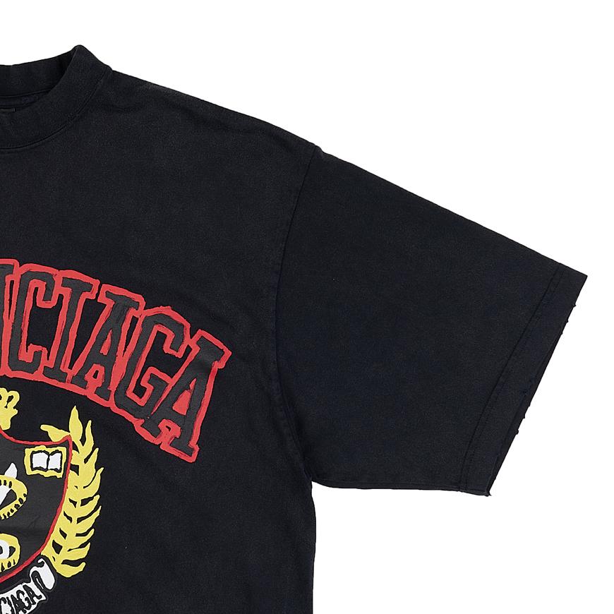BALENCIAGA College Logo Print T-Shirt Black Men’s