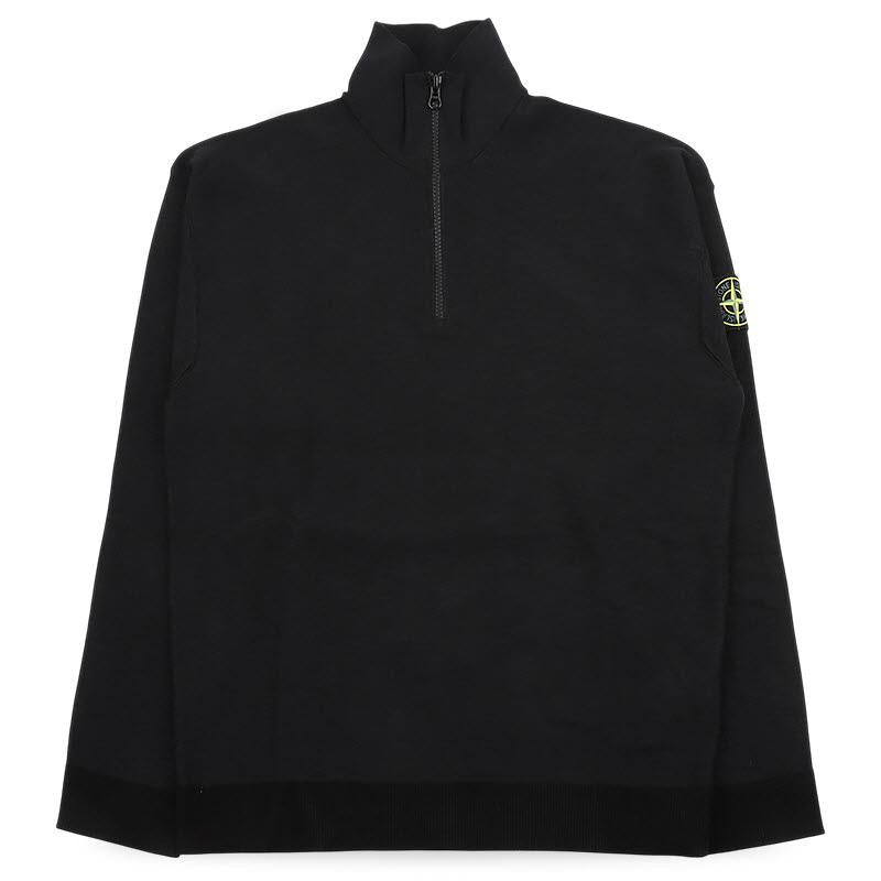 STONE ISLAND Men’s Half-Zip Cotton Knit Sweater Black L1S15 5100049 S01B0 V0029