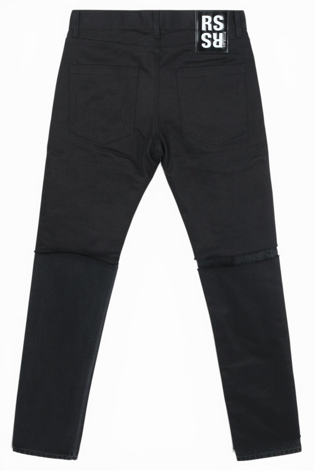 Raf Simons Men's Black Slim Fit Double Destroyed Denim Jeans 202 311 10130 00099