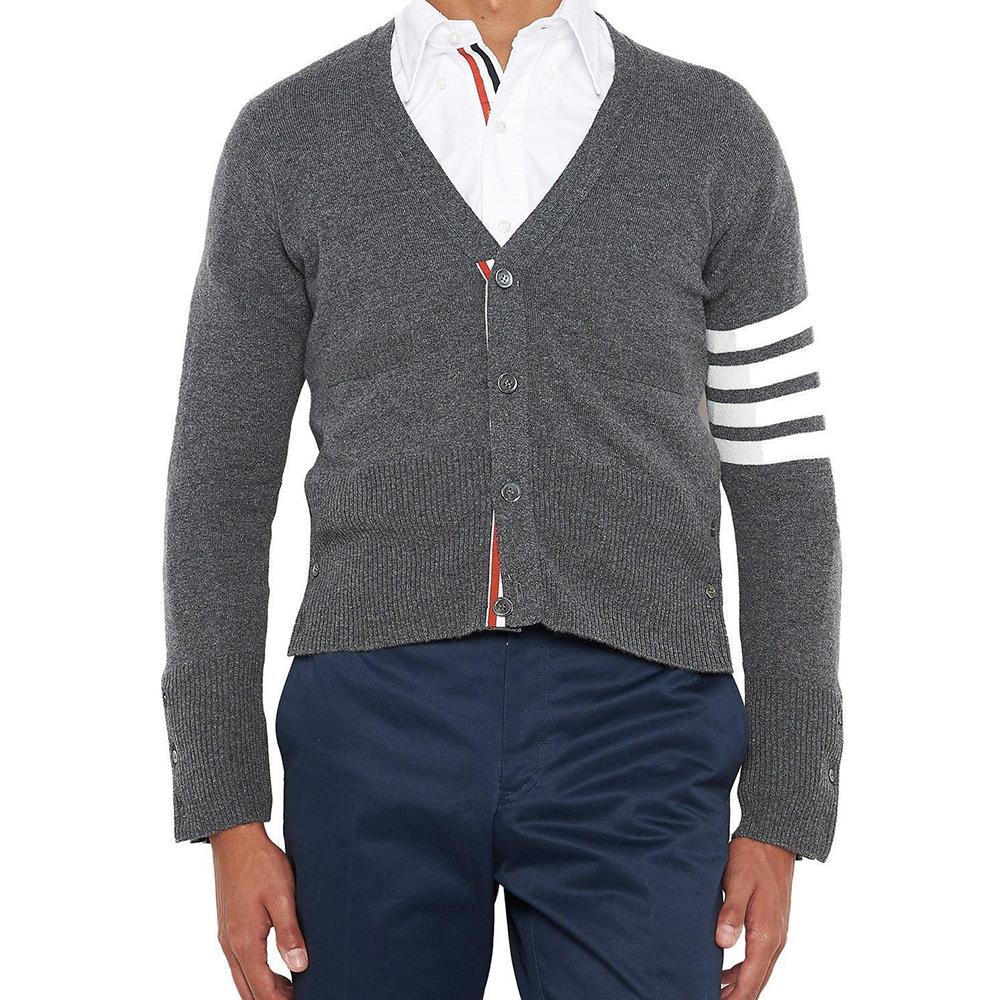 THOM BROWNE Men’s 4-Bar Stripe Cashmere Cardigan MKC001A 00011 038