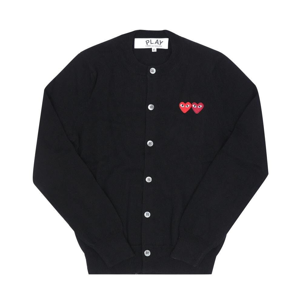 Comme des Garcons Double Heart Patch Cardigan Men’s Black Knit AX N057 051 1