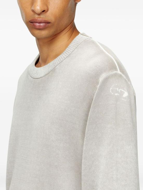 DIESEL Reverse Print Cotton Crewneck Sweater Black Men A111870BEAR91L