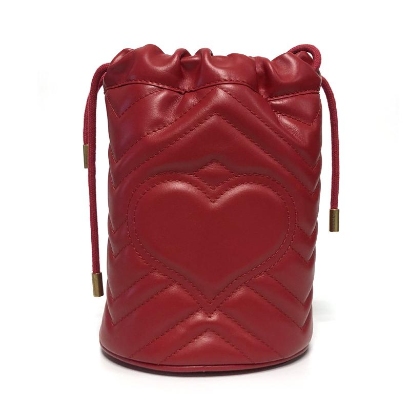 GUCCI Red Marmont GG Mini Bucket Shoulder Bag 575163 6433
