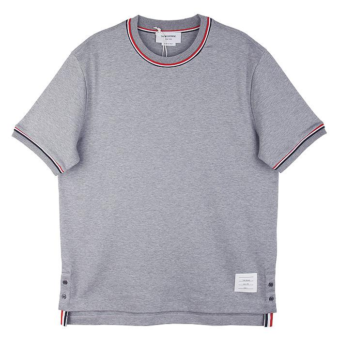 THOM BROWNE Men’s Short Sleeve T-Shirt Gray Cotton Crewneck