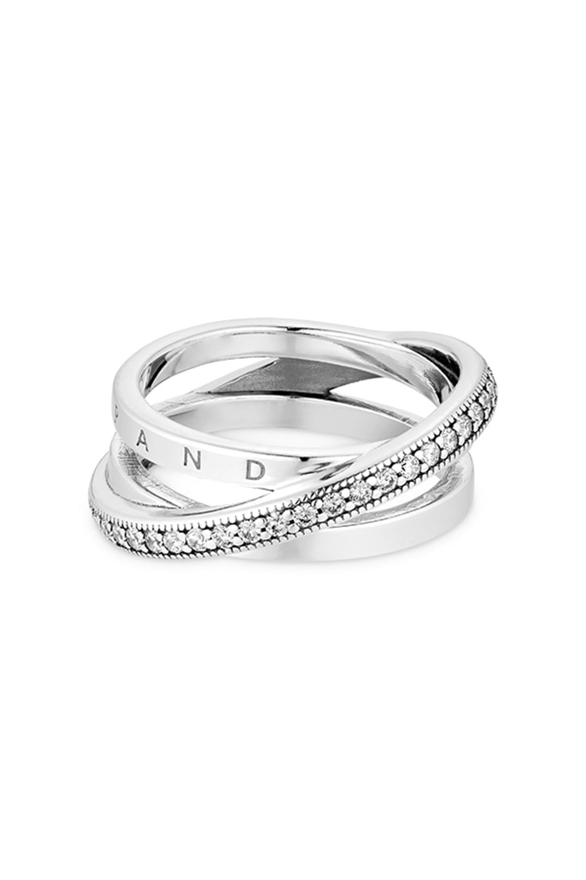 PANDORA Signature Crossover Pavé Triple Band Silver Ring 199057C01
