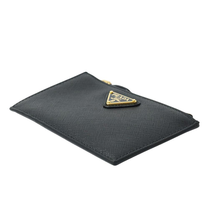 PRADA Leather Triangle Logo Women’s Card Holder Wallet Black