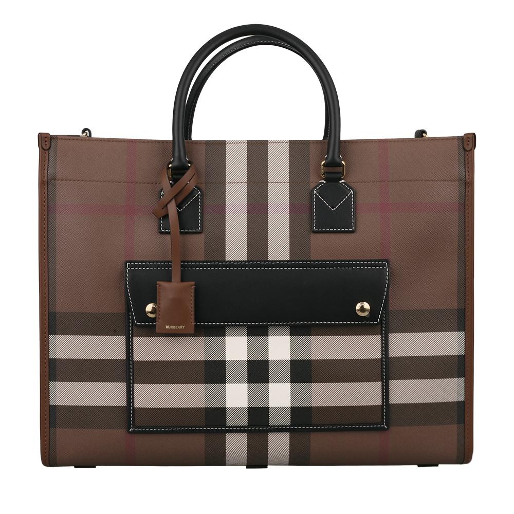 BURBERRY Freya Medium Canvas and Leather Tote Bag A9011