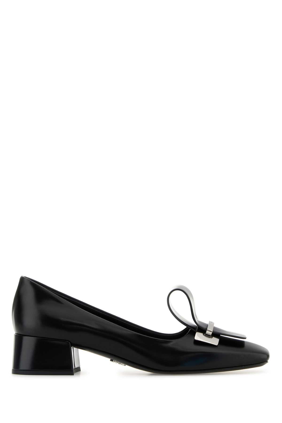 PRADA Black Leather Mary Jane Flats