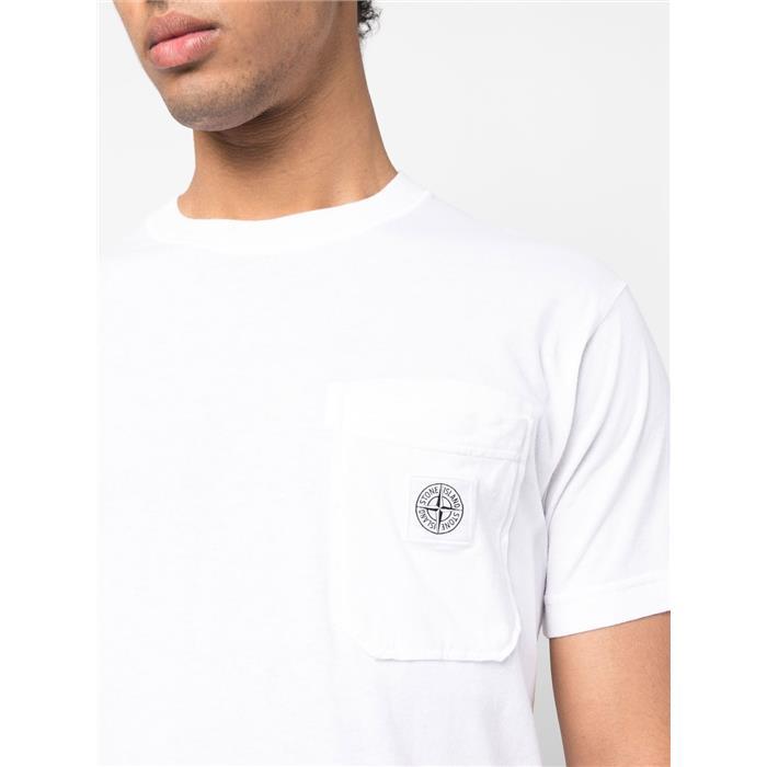 STONE ISLAND PISATO EFFECT POCKET LOGO SHORT SLEEVE T-SHIRT