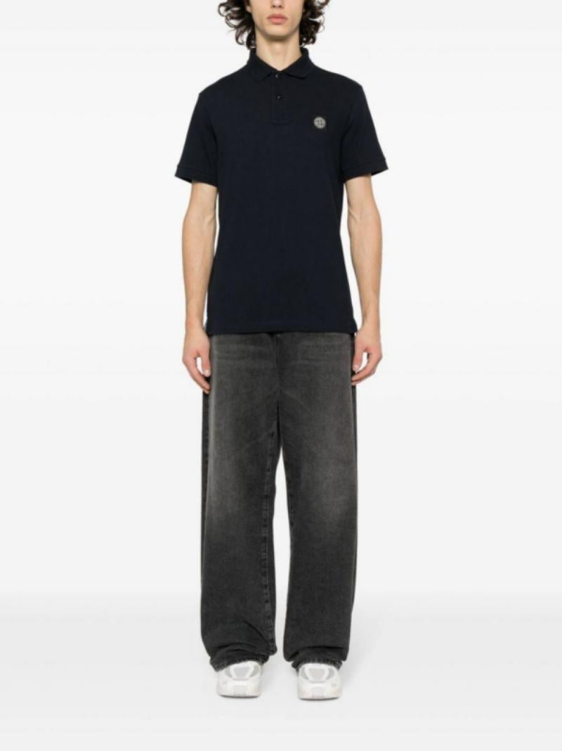 STONE ISLAND Navy Slim Fit Short Sleeve Polo Shirt
