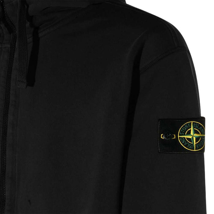 STONE ISLAND Black Woven Patch Zip Hoodie Unisex