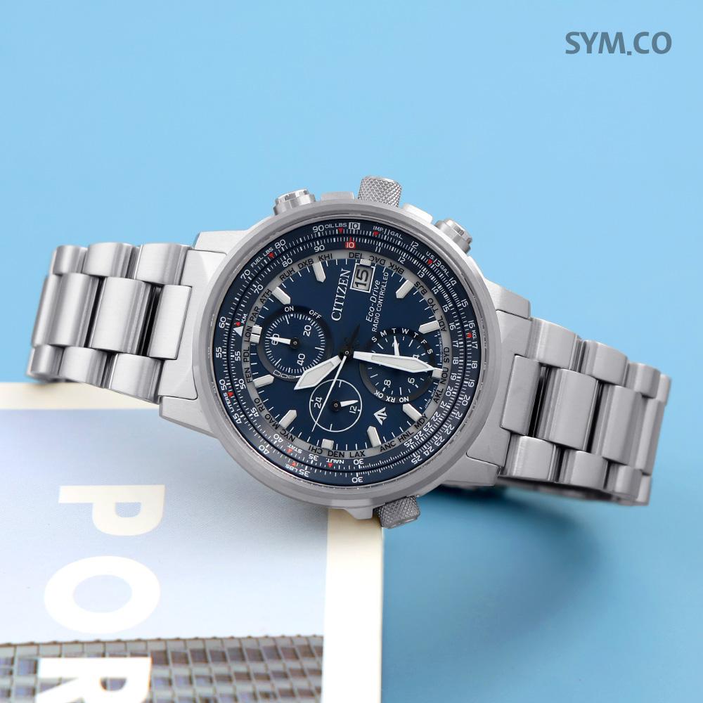 CITIZEN Promaster Chronograph Blue Dial Eco-Drive Men’s Metal Watch AT8300 58L