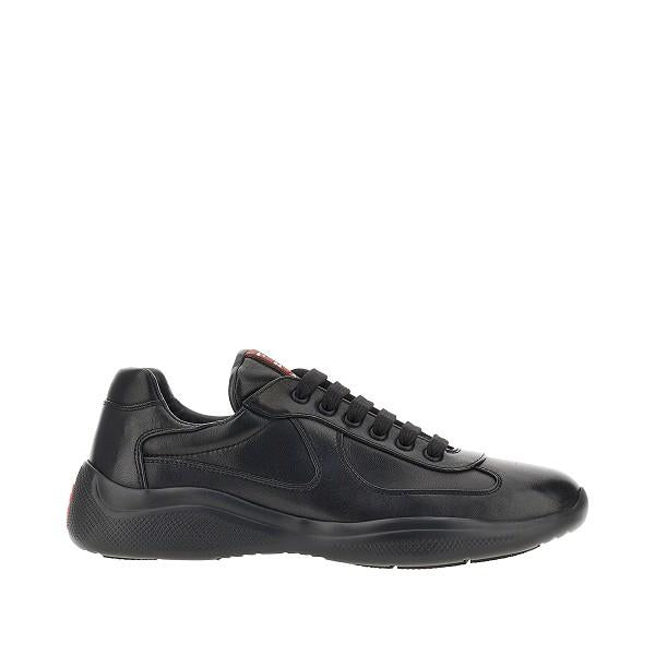 PRADA Black Leather Low Top Sneakers Men