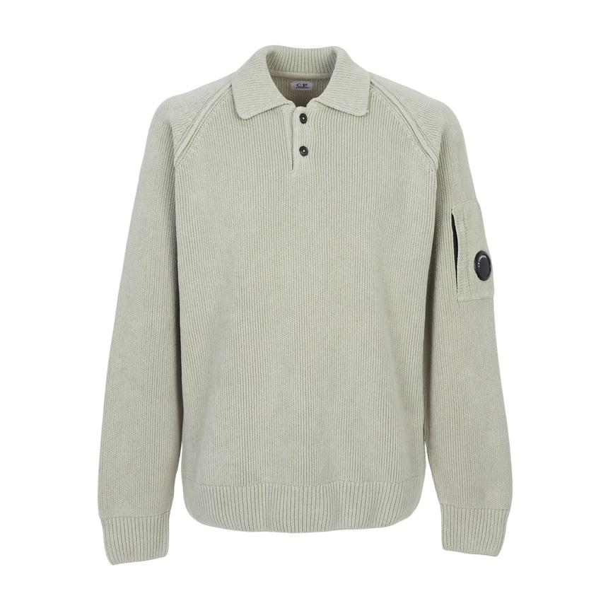 CP Company Men’s Knit Polo Sweater Gray