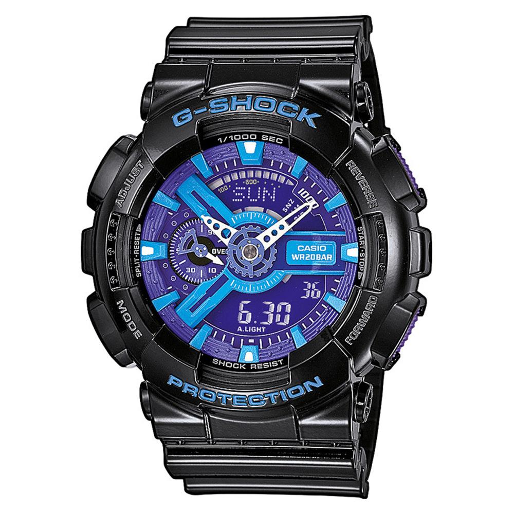 G Shock Black Blue Urethane Sport Watch for Men Rubber Strap GA 110HC 1A