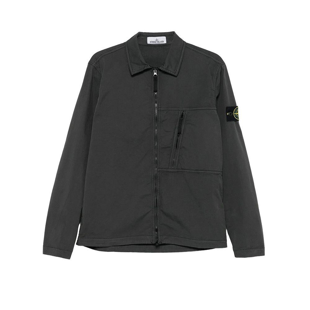 STONE ISLAND Cotton Overshirt Jacket Lead Gray Men’s 1200003