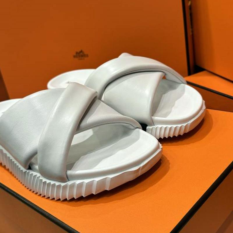 HERMES White Black Calfskin Infra Sandals Low-Top Sneakers
