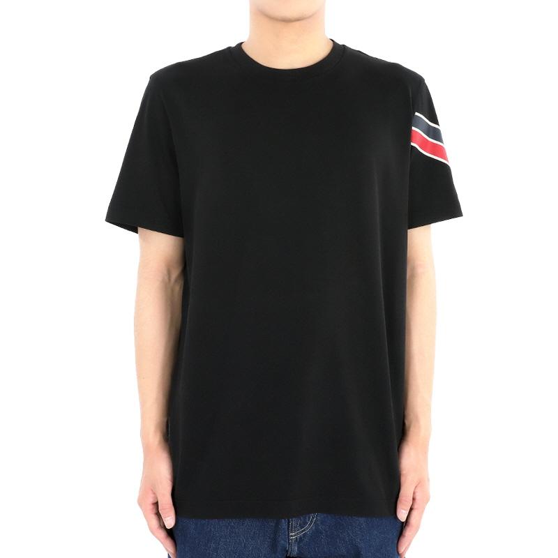 Moncler Men’s Shoulder Stripe Black Short Sleeve T-Shirt