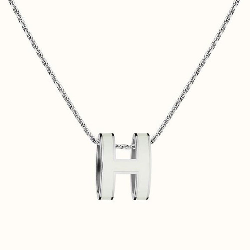 HERMES Pop H Large Palladium Hardware Necklace Blanc Unisex