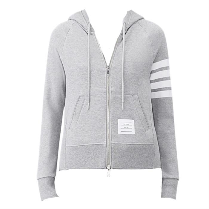 THOM BROWNE 4-Bar Stripe RWB Loopback Jersey Zip Hoodie