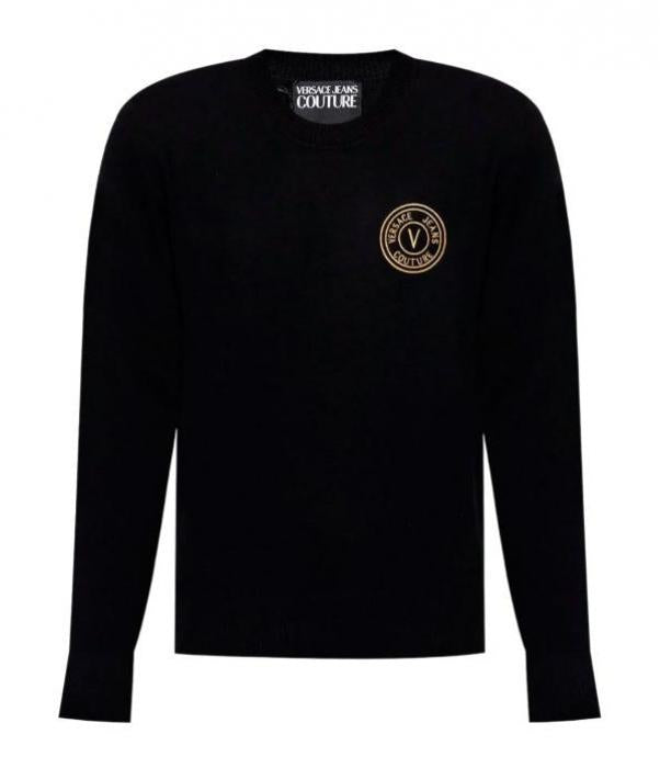 Versace V Emblem Cashmere Blend Crewneck Knit Sweater 78GAFM00 CM06H G89