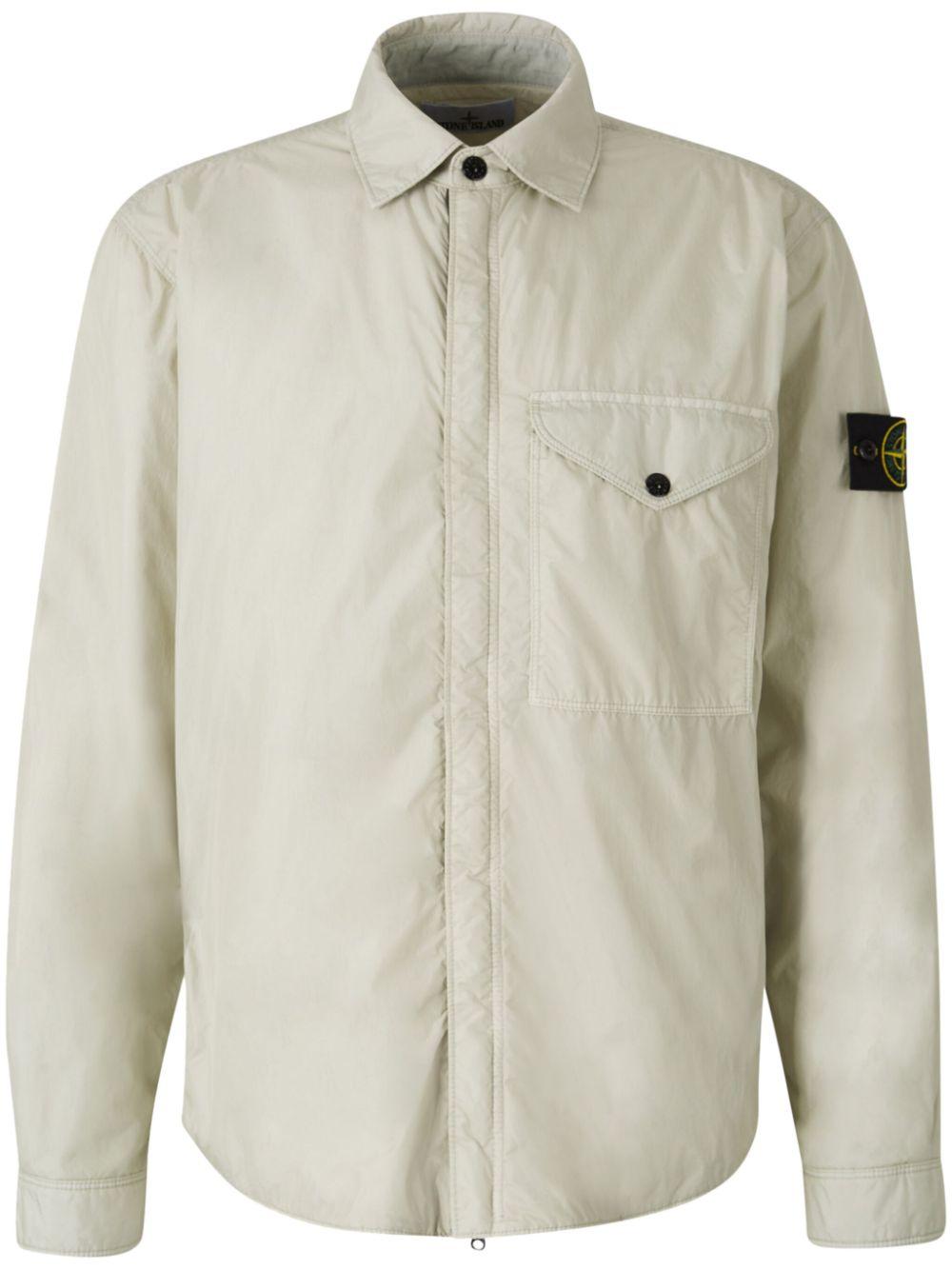 STONE ISLAND Crinkle Reps Overshirt Jacket with Patch Badge Navy